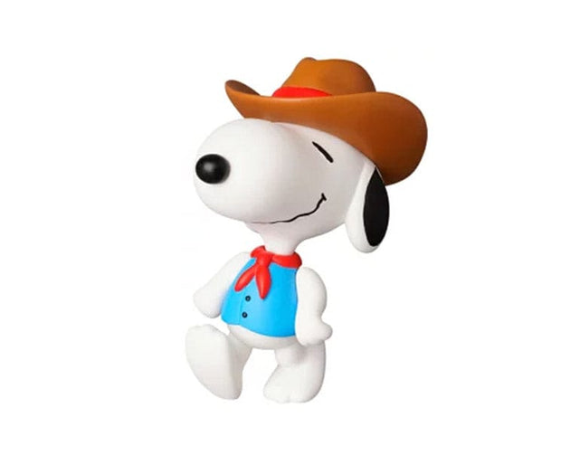The Cowboy Snoopy Ultra Detail Figure is a high-quality collectible from Medicom Toy, a brand renowned for its detailed and artistically crafted figures. Snoopy is in a classic cowboy outfit, complete with a cowboy hat, bandana, and boots. this figure is meticulously detailed, showcasing fine craftsmanship from Snoopy’s expressive features to the intricate details of his cowboy attire. 10 cm x 5 cm x 3 cm / .94 inches x 1.8 inches x 1.2 inches