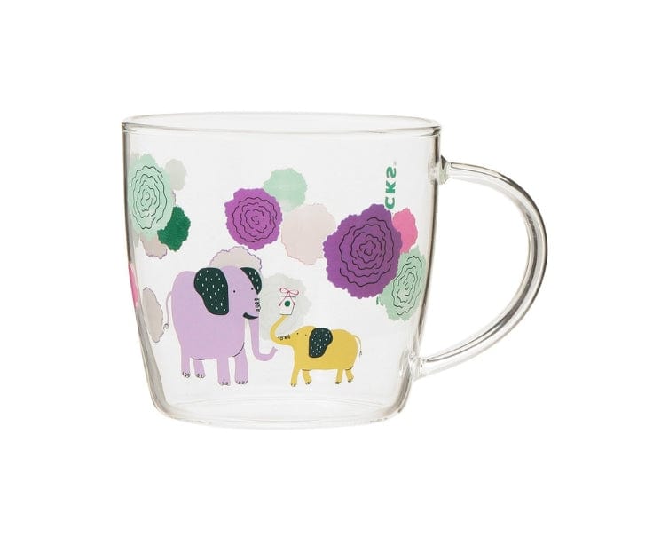 Starbucks Japan Mother's Day Elephant Carnation Glass Mug