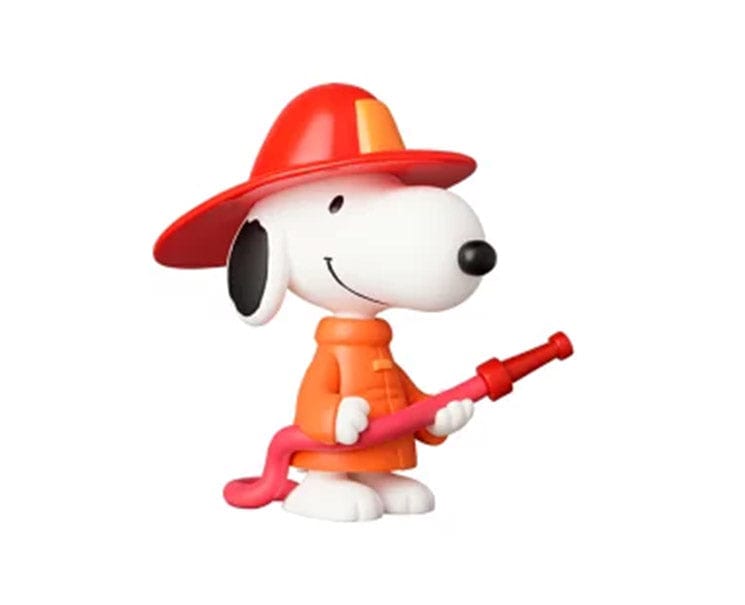 The PEANUTS FIREMAN Snoopy Ultra Detail Figure is a high-quality collectible from Medicom Toy, a brand renowned for its detailed and artistically crafted figures. Snoopy is in a classic fireman outfit, complete with a firefighter's helmet and uniform. the figure is meticulously detailed, from the texture of the fireman's helmet to the buttons and folds of the uniform.                                                         10 cm x 5 cm x 3 cm / .94 inches x 1.8 inches x 1.2 inches