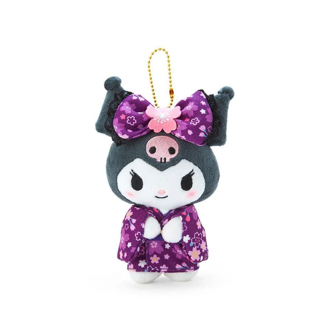 Sanrio Japan Sakura 2025 Mascot Kimono Plush Keychain: Kuromi
