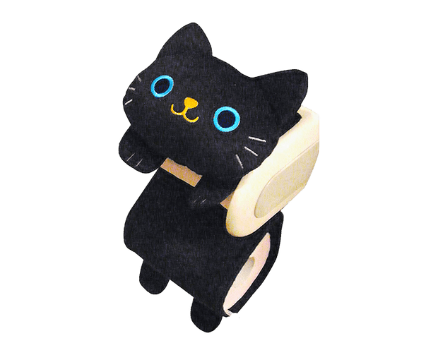 Black Cat Toilet Paper Holder Home Japan Crate Store