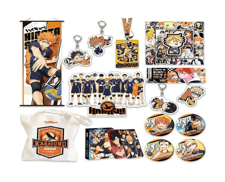 Get ready to spike your excitement with the Haikyu!! Lucky Bag featuring the unstoppable Hinata Shoyo! Packed with exclusive merch, this surprise bag is perfect for any fan wanting to feel closer to their volleyball hero.

Size: 6 x 17 x 27 cm // 2.4 x 6.7 x 10.6 in

Set Includes: 
Backpack 
High Quality Image Cards 
4 Tin Badges 
4 Key Bolters 
52 Stickers 
Wall Hanging  
Acrylic Stand 
Card Case 
High Quality Image Faux Game Ticket thumbnail 1