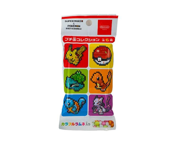 Nintendo Tokyo: Super Mario x Pokemon 8 Bit Scramble Colorful Ramune Petit Can Anime & Brands Sugoi Mart