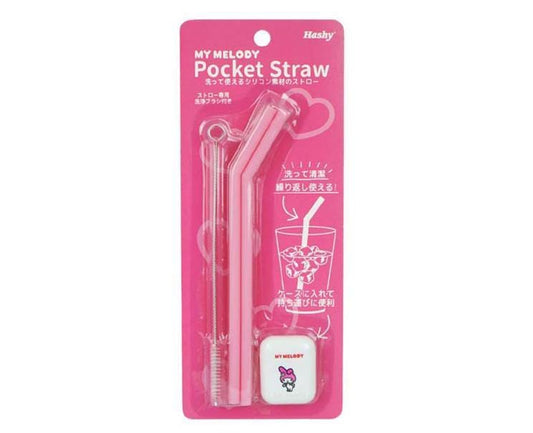 Reusable Silicon Pocket Straw (My Melody) Anime & Brands Sugoi Mart