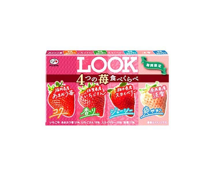 Fujiya Look Chocolate: Quad Strawberry Candy and Snacks Sugoi Mart